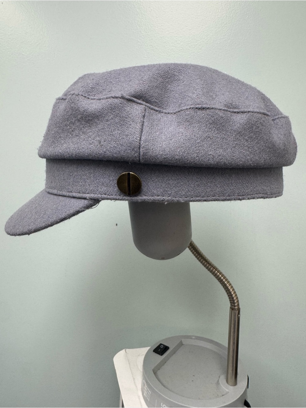 2000s Vintage Light Gray Wool News Boy/Baker Boy/ Cadet Cap